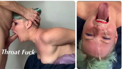 Üvey kız öğrenir nasıl için yapmak bir aşırı boğaz sikme ile onun çük